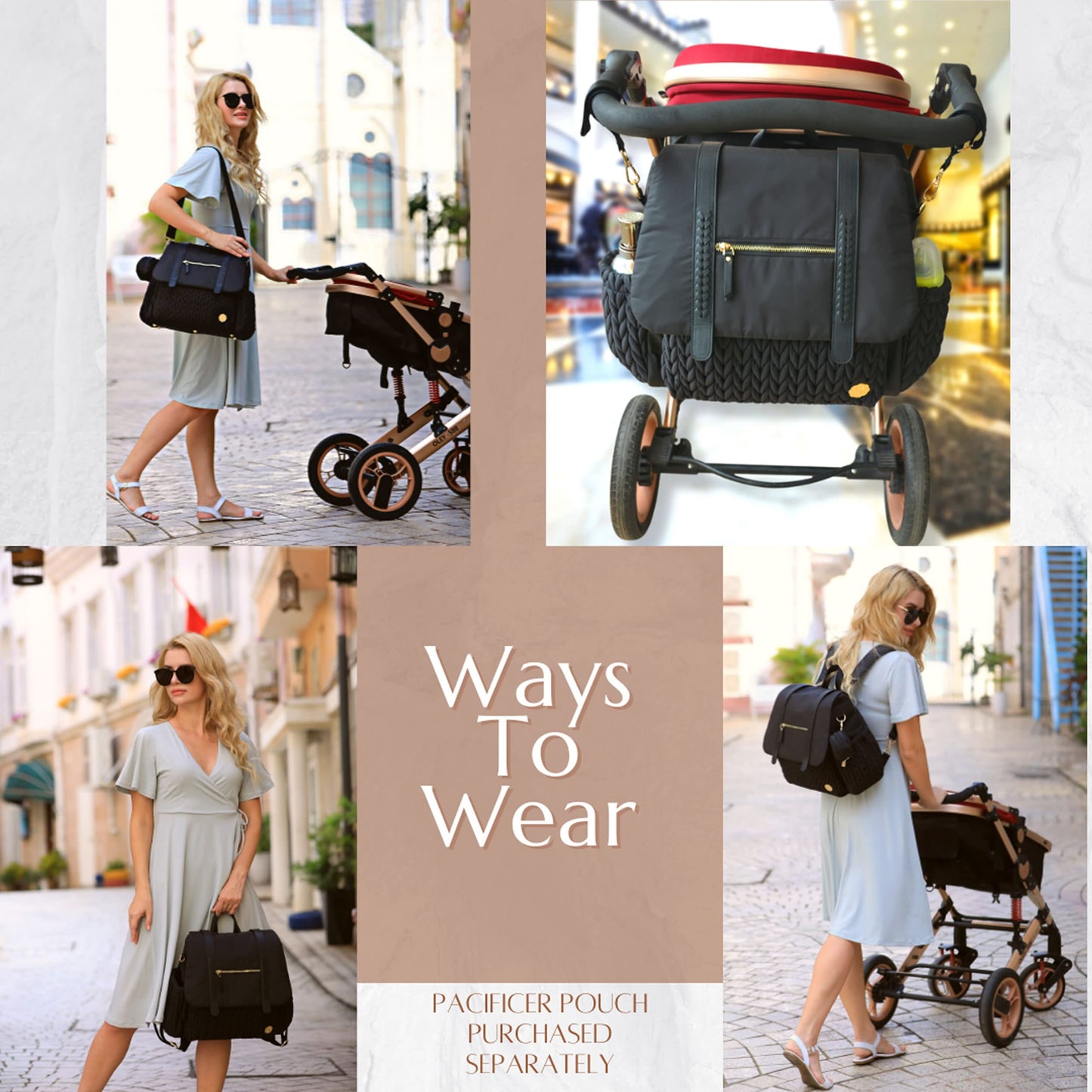 Sewboo Diaper Bag Backpack Large Capacity Travel Mommy Bag Waterproof And Stylish With Changing Pad Baby Bag For Women And Girls