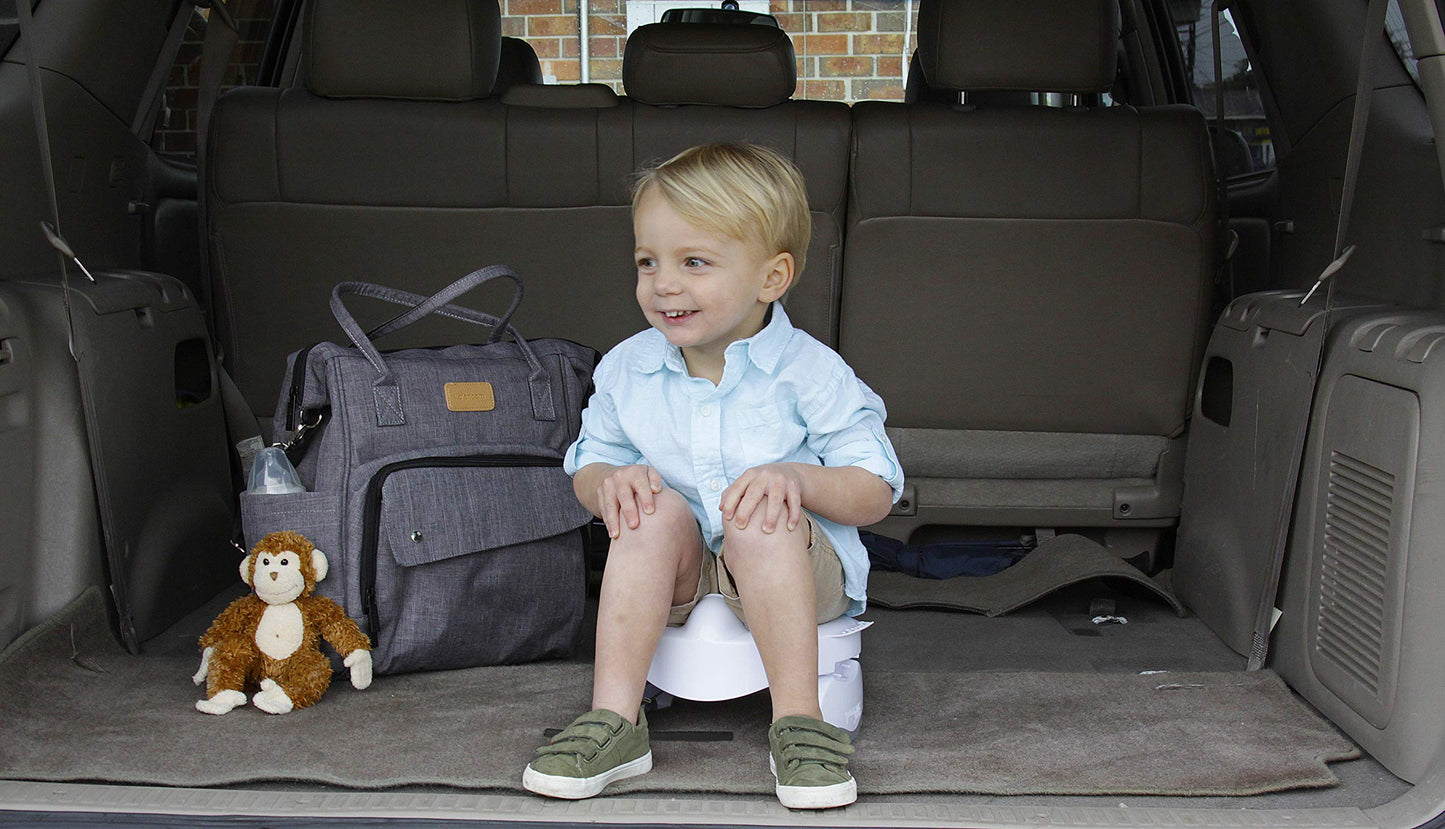 Kalencom Potette Plus Premium 2 In 1 Travel Potty And Toilet Seat Trainer Ring With Built In Pee Guard And Easy-Grip Handles (Te