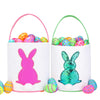 Easter Baskets For Kids - Boys And Girls Easter Egg Hunt Baskets, Cute Sequin Rabbit Bunny Printed Canvas Gift Basket For Baby,