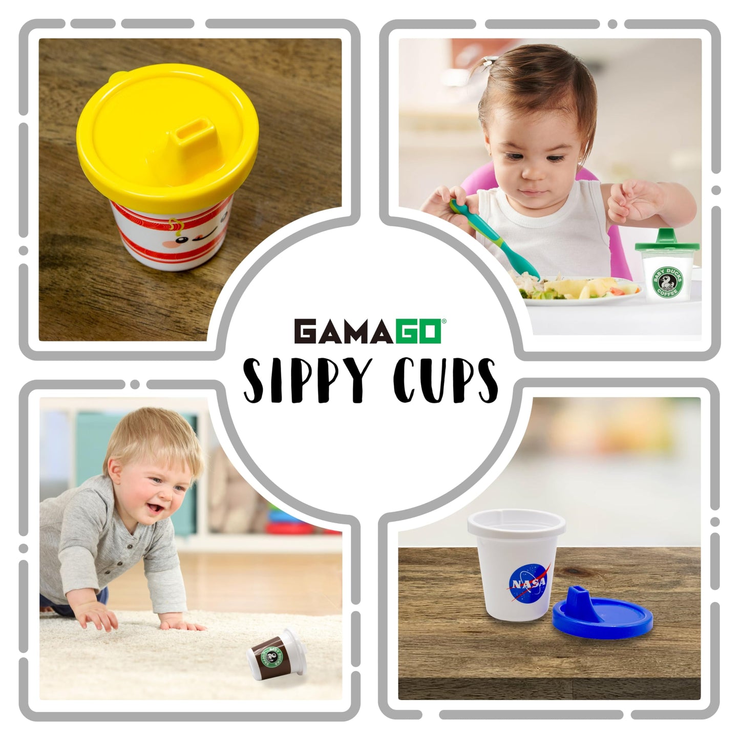 Gamago Ramen Baby Sippy Cup - Adorably Cute Learner Sippy Cup For Babies, Toddlers And Kids - 6+ Months Old - Holds 7 Ounces - B
