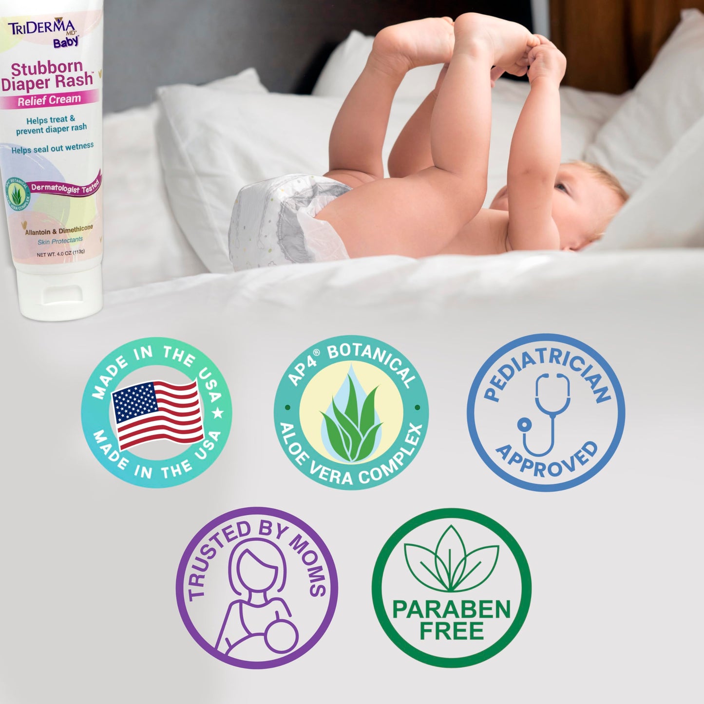 Triderma Stubborn Diaper Rash Relief Cream - Fsa Eligible 2.2 Oz