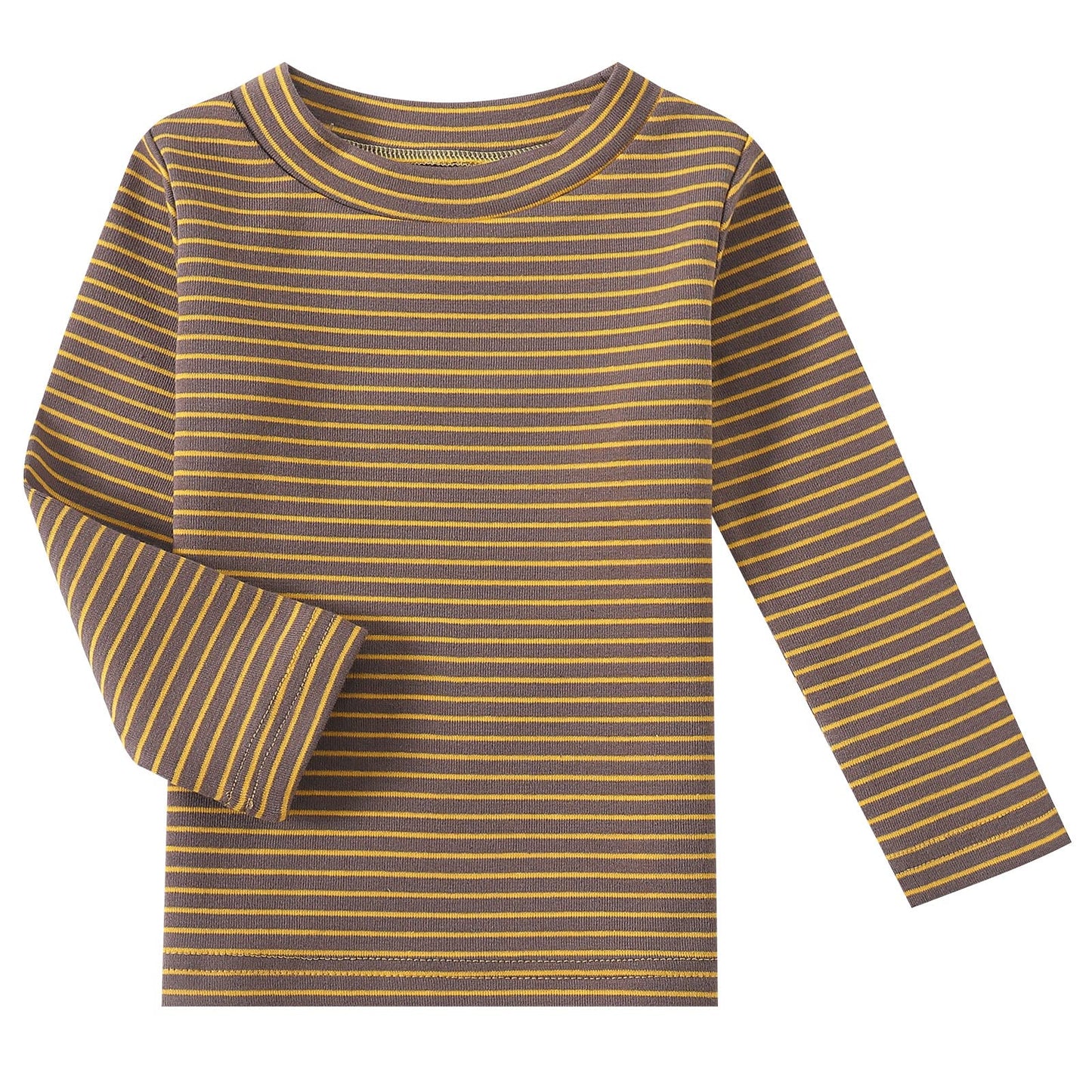 Toddler Boys Long Sleeve Tee Shirts Little Kids Cotton Striped Crew Neck Tops (Coffee,3T)