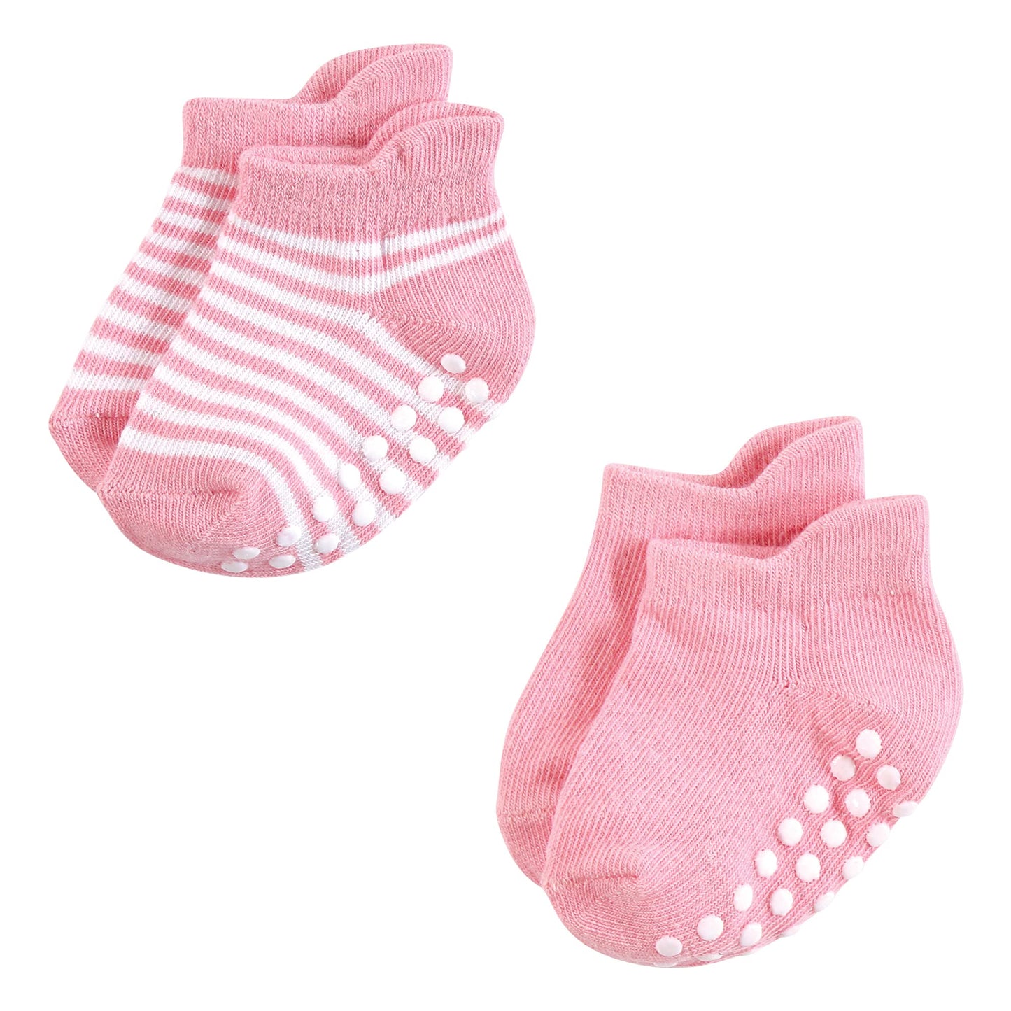 Hudson Baby Unisex Baby Non-Skid No-Show Socks, Pink Lilac, 12-24 Months