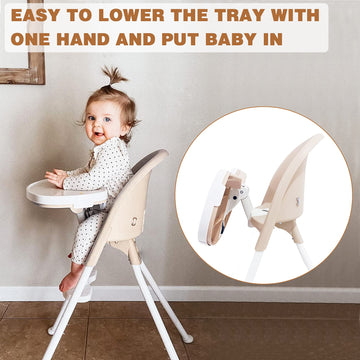Funny Supply 3-In-1 Cute Folding High Chair, Perfect Modern Space Saving Highchair With Detachable Double Tray, 3-Point Harness,