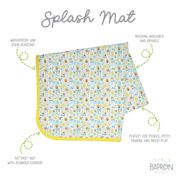 Bapronbaby Busy Bees Splash Mat - Waterproof Catch-All For Under High Chairs, Floors, Tables, Playtime Or Arts & Crafts - Machin