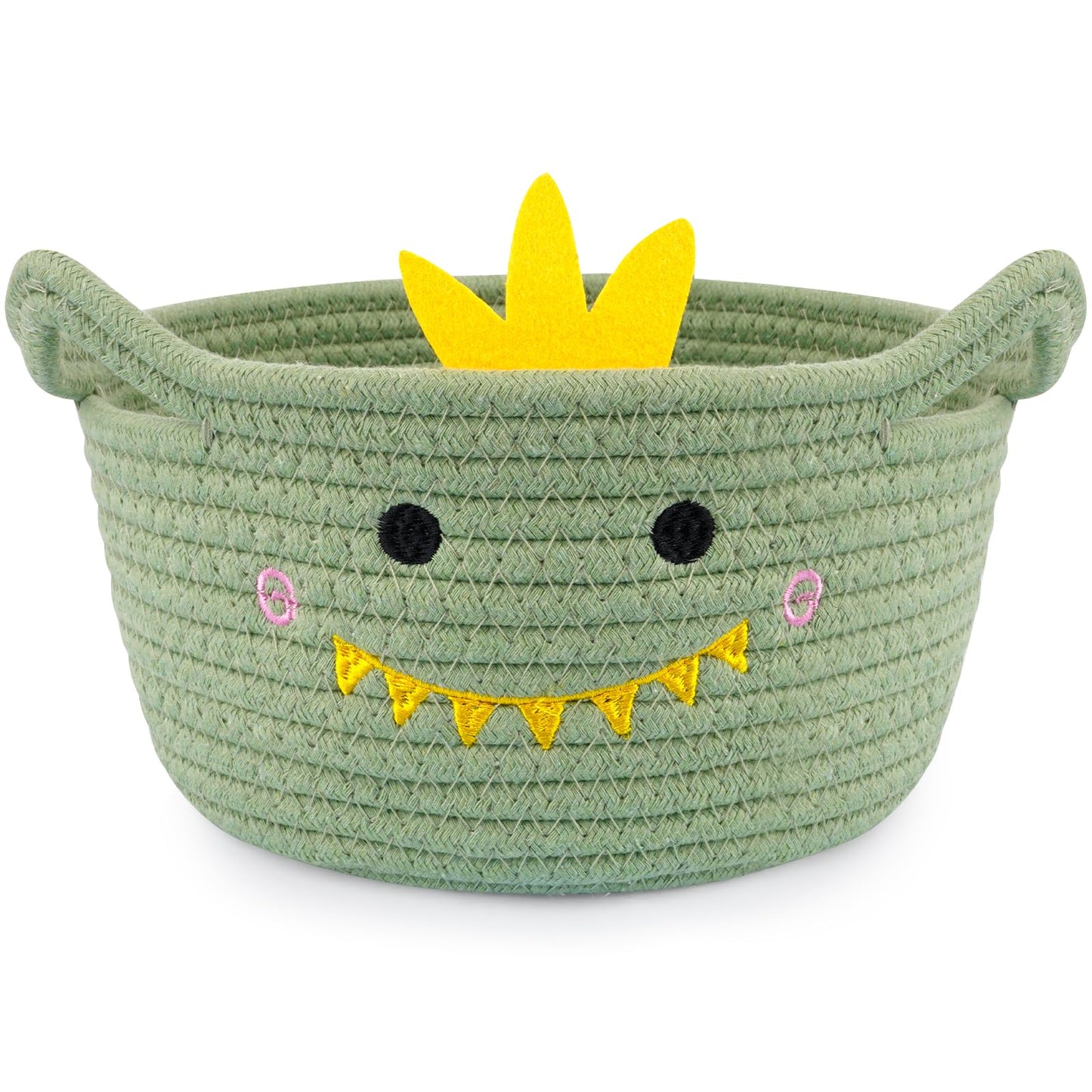 Hkojewp Small Storage Basket for Nursery, Cute Dinosaur Round Woven Rope Cotton Storage, Dino Animal Gift Basket, Baby Blanket 0