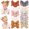 Doboi 20Pcs 3.6 Inches Baby Girls Linen Hair Bows Clips 10 Colors Fully Lined Hair Barrettes Accessories For Babies Infant Toddl