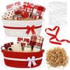 Colingmill 2 Packs Valentines Day Small Woven Basket with Bow and Handle 14 x 10 x 5.5 Inches Gift Basket with Raffia Paper Fil