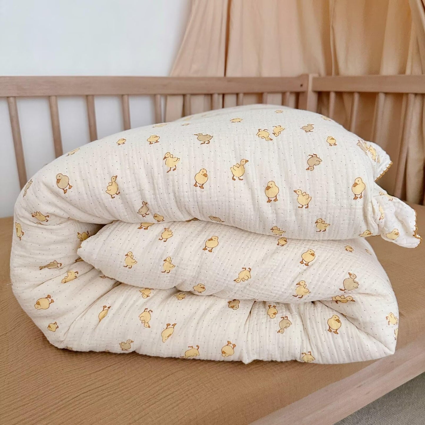 Bulutu Baby Duckling Print Duvet Cover 47X59 Inch, Soft Muslin Duvet Cover For Boys Girls Crib Bedding Gift For Toddlers, Duck P