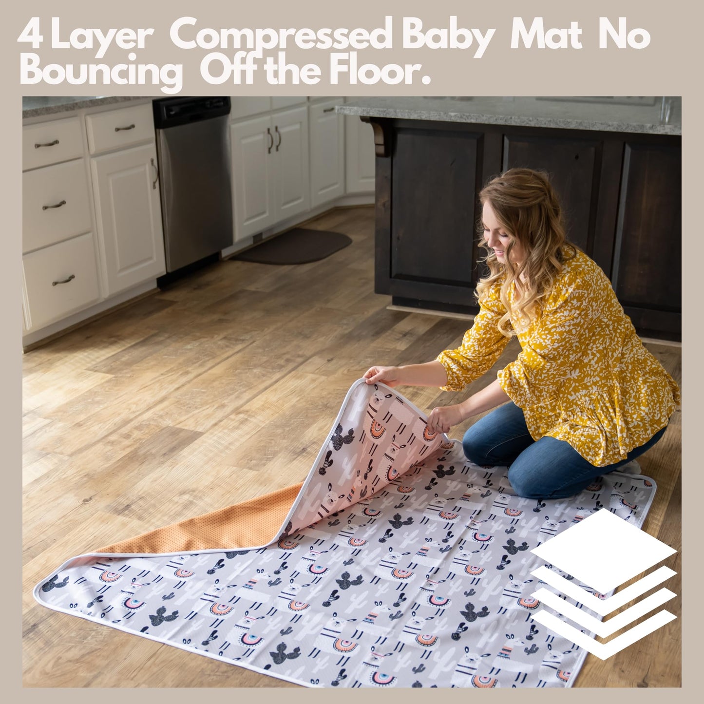 Babyboet Splat Mat For Baby - Under High Chair Floor Mat Protects Wood, Vinyl And Carpet From Spills - Waterproof 4 Layer Baby M