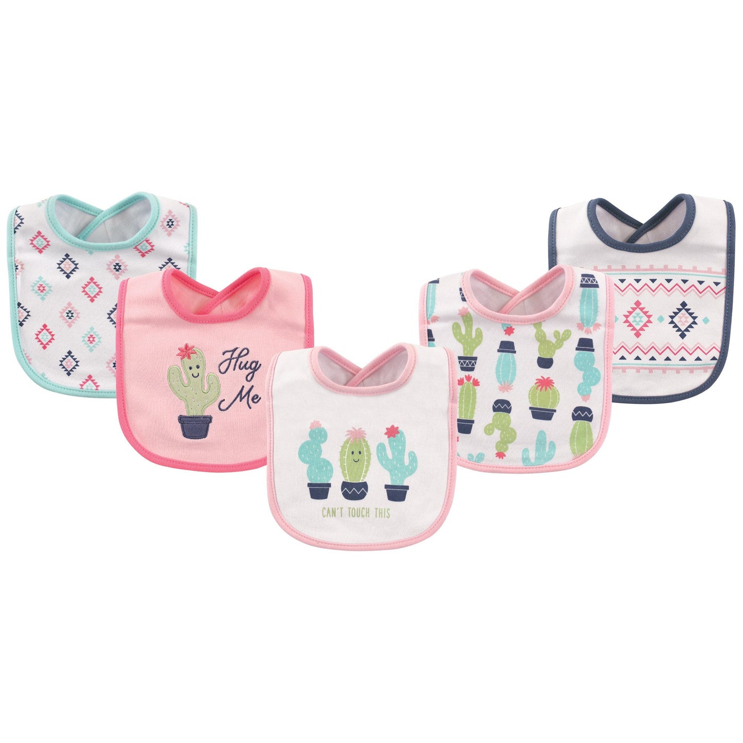 Hudson Baby Unisex Baby Cotton Bibs, Pink Cactus, One Size