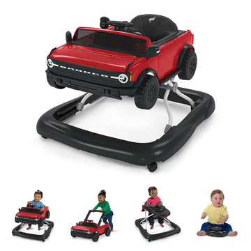 Bright Starts Ford Bronco 4-In-1 Red Baby Activity Center & Push Walker With Removable Interactive Steering Wheel -Toy, 6 Months