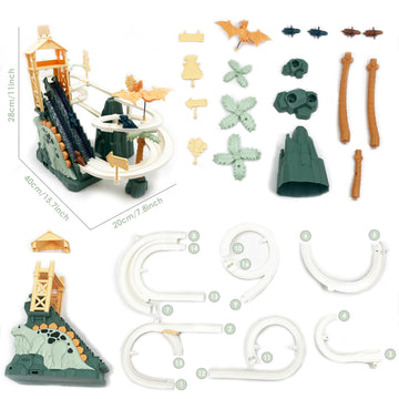 Gemprime Goods Dinosaur Climbing Slide Toy, Dinosaur Race Track Game Dino Car Track Adventure With Climbing Stairs, Lights & Mus