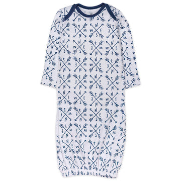 Honestbaby 2-Pack Organic Cotton Sleeper Gowns, Compass, 0-6 Months