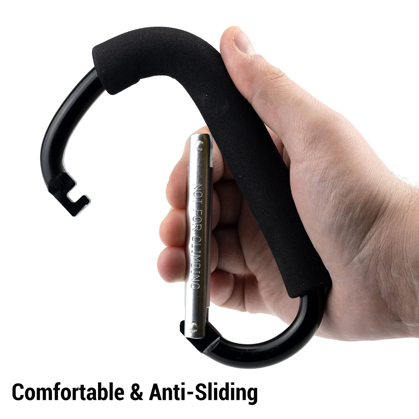 2 Pack Large Stroller Hooks Grocery Bag Carrier Helper Holder Handles Carabiner Stroller Organizer Multipurpose Snap Hook Clips