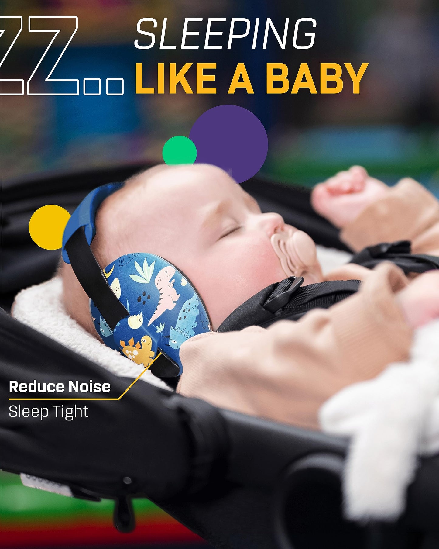 Vanderfields Baby Ear Protection Noise Cancelling Headphones For Babies, Toddlers, Infants 3 Months To 2 Years,Dinosaur Club