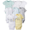 Gerber Baby 8-Pack Short Sleeve Onesies Bodysuits, Animals Green, 6-9 Months