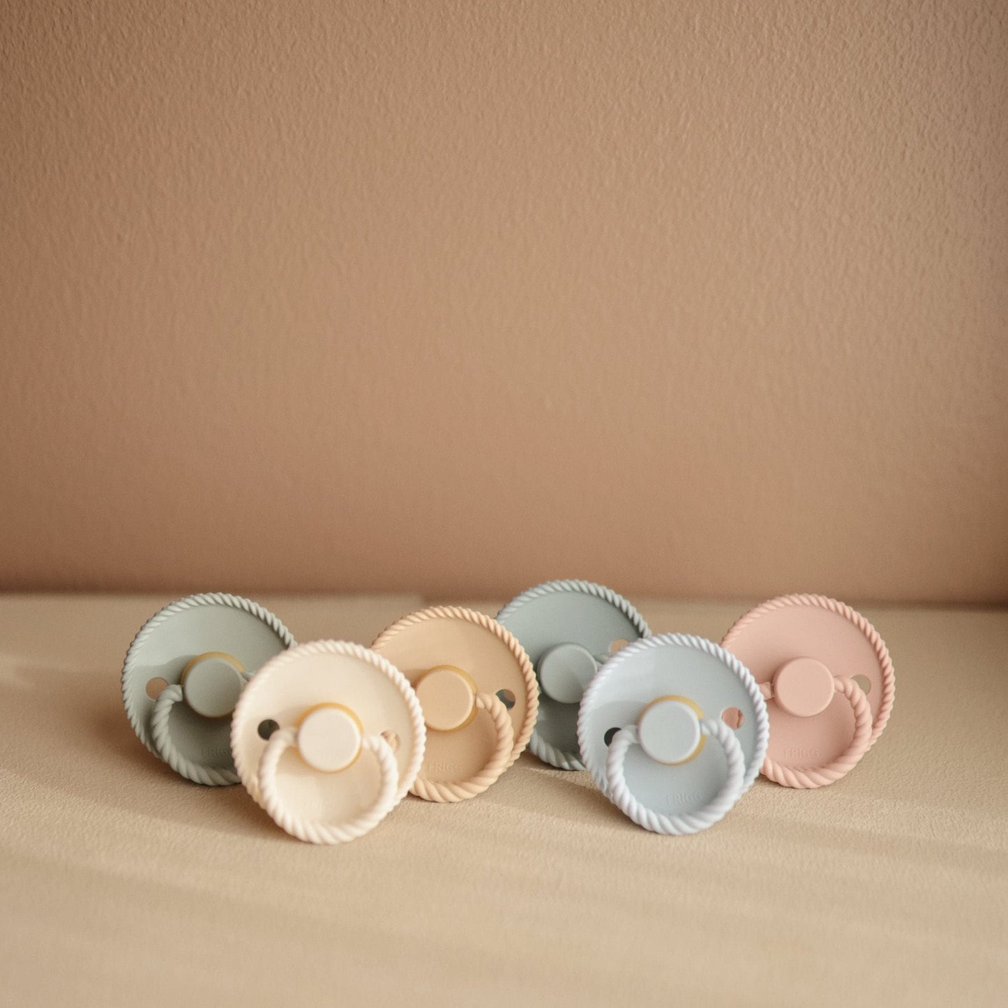 Frigg Rope Natural Rubber Baby Pacifier | Made In Denmark | Bpa-Free (Blush/Cream, 6-18 Months)