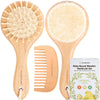 Baby Hair Brush And Comb Set For Newborn - Wooden Baby Hair Brush Set With Soft Goat Bristle, Baby Brush Set For Newborns, Baby