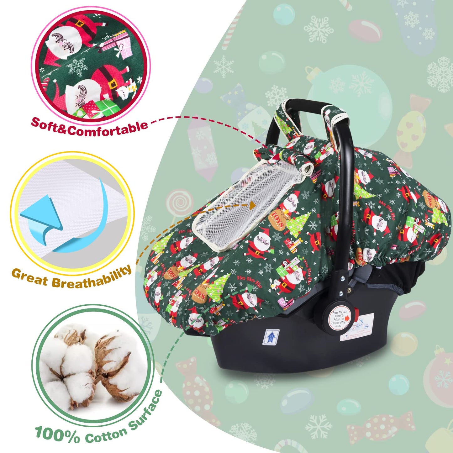 Smttw Baby Car Seat Covers, Infant Car Canopy For Spring Summer Autumn Winter, Universal Fit, Snug Warm Breathable, Car Seat Can