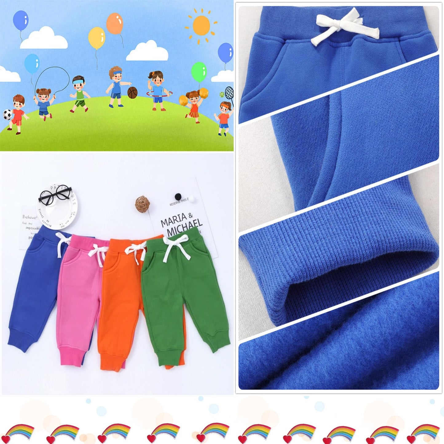 CuteOn Unisex Toddler Jogger Pants Kids Cotton Elastic Waist Winter Baby Sweatpants Pants 3Years Blue