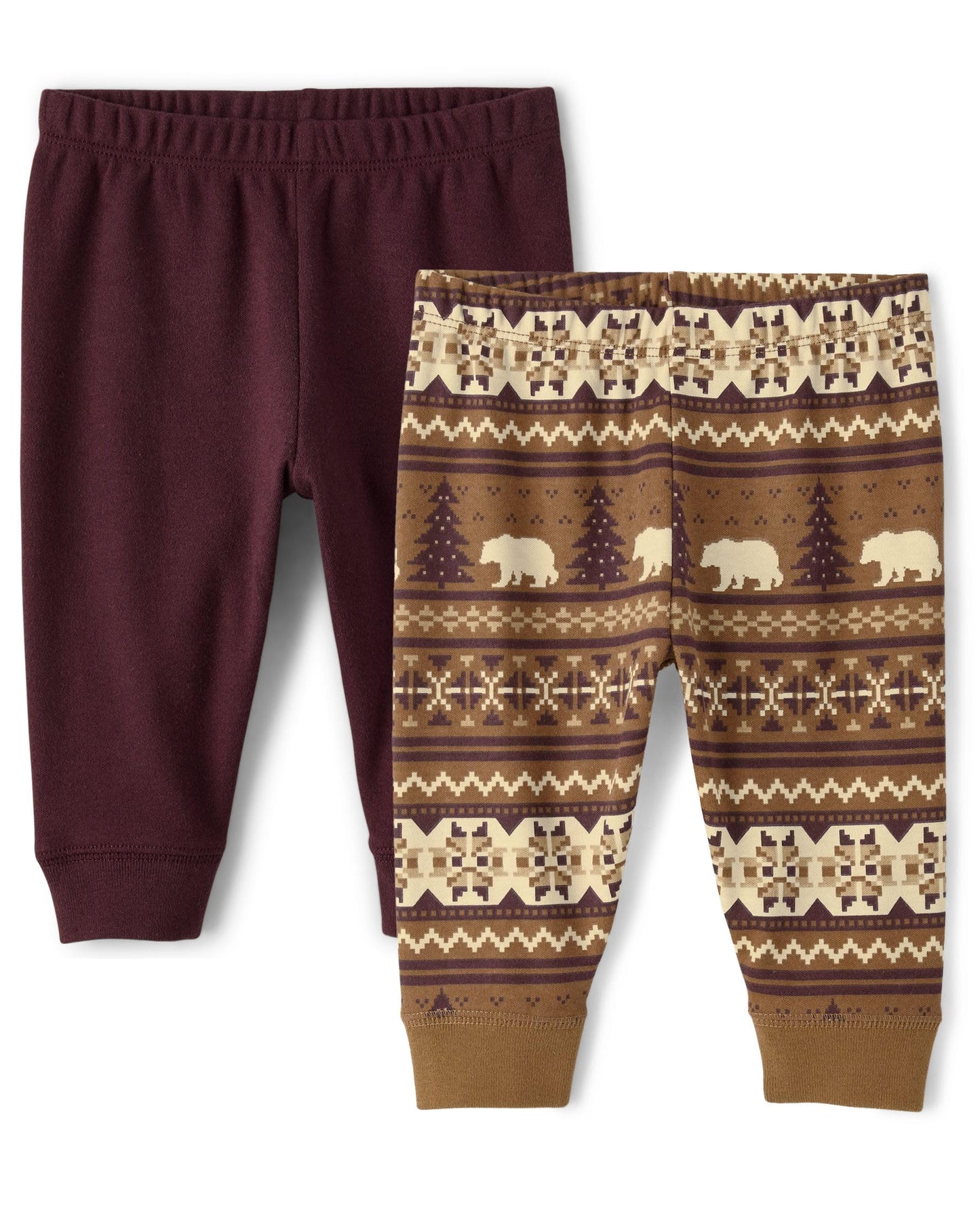 The Children'S Place,Baby Boys,And Newborn Knit Pull On Pants,Iced Coffee Fairisle 2-Pack,3 Months,6 Months