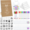 Panitay 100 Pcs Diy Baby Bibs Decorating Kit 50 White Bibs 25 Stencils 24 Fabric Markers 1 Baby Shower Game Sign(Kraft)