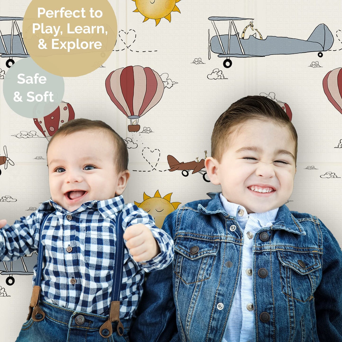 Jumpoff Jo - Large Waterproof Foam Padded Play Mat For Infants, Babies, Toddlers, Play Pens & Tummy Time, Foldable Activity Mat,