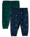 The Children'S Place,Cotton Pants,Tidal Bears/Tidal Plaid,3-6 Months,2 Pack