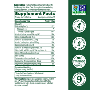Megafood Kids One Daily Multivitamin Soft Chews - Kids Vitamins With Vitamin B, Vitamin C, Vitamin D & Vitamin E - Age 4+, Veget