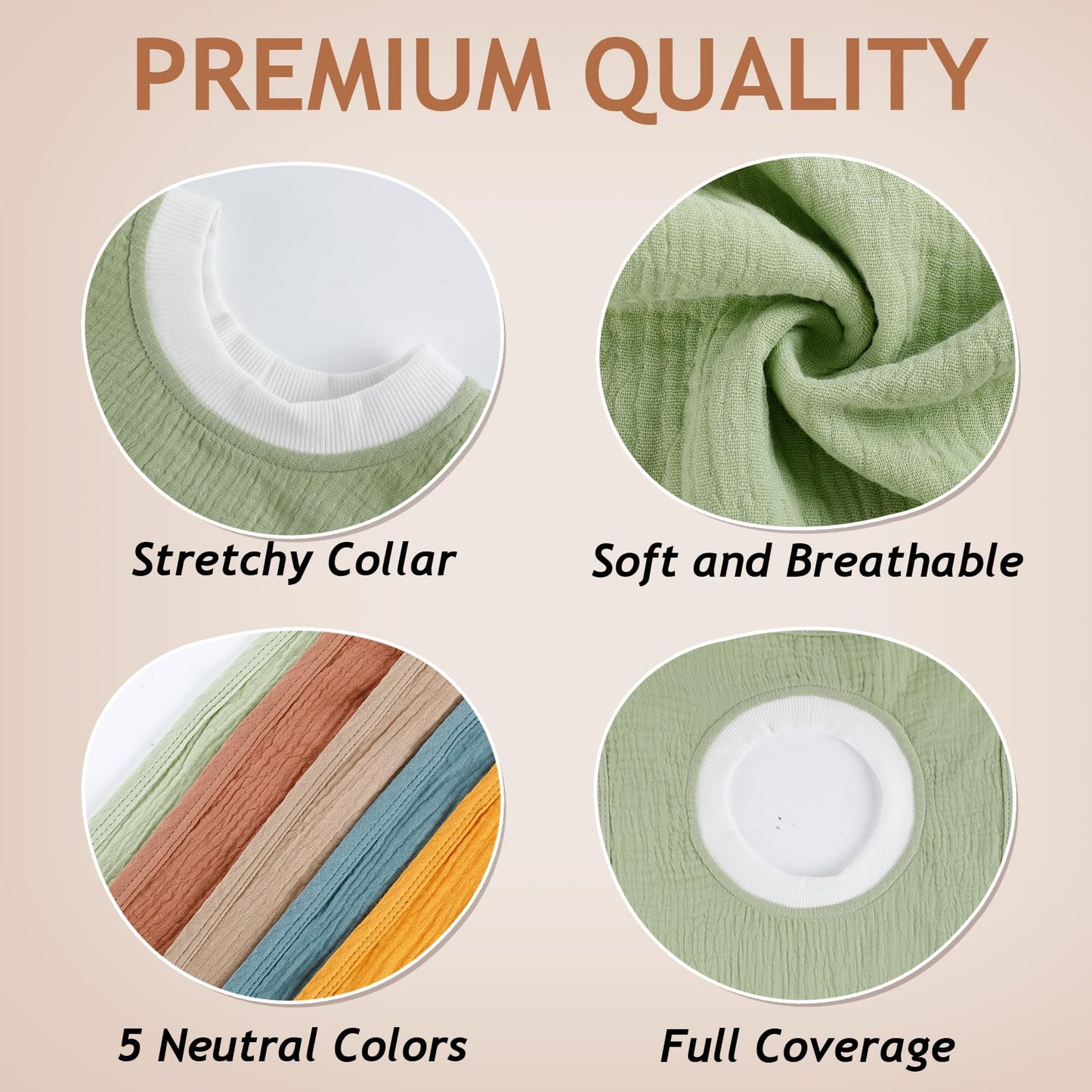 Newwiee Large Muslin Pullover Baby Bibs Full Coverage Toddler Slip On Absorbent Bib Waterproof Toddler Towel Bibs(Classic Color,