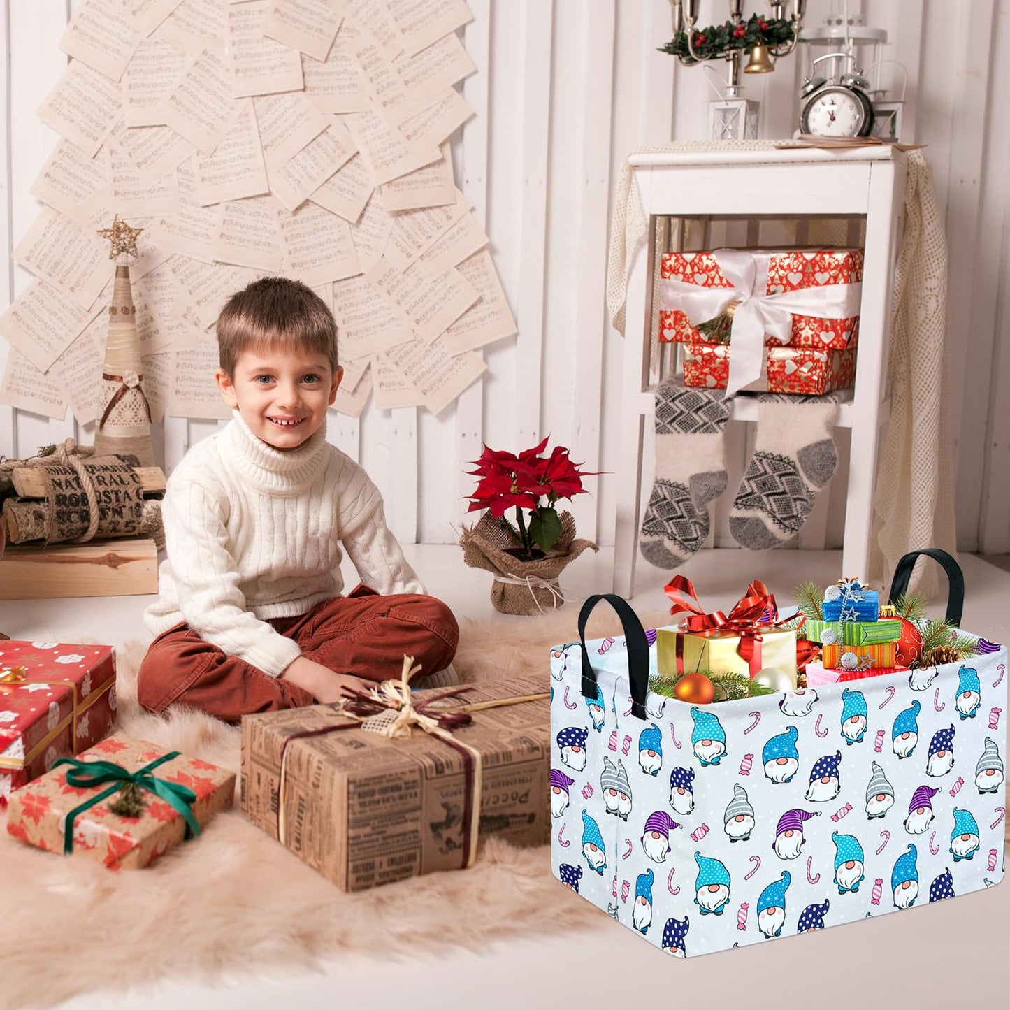 Maizmz Baby Storage Basket,Kids Toys Box, Nursery Hamper Collapsible Gift Organizer Bins Waterproof Clothes Toy Bin Book Shelf C