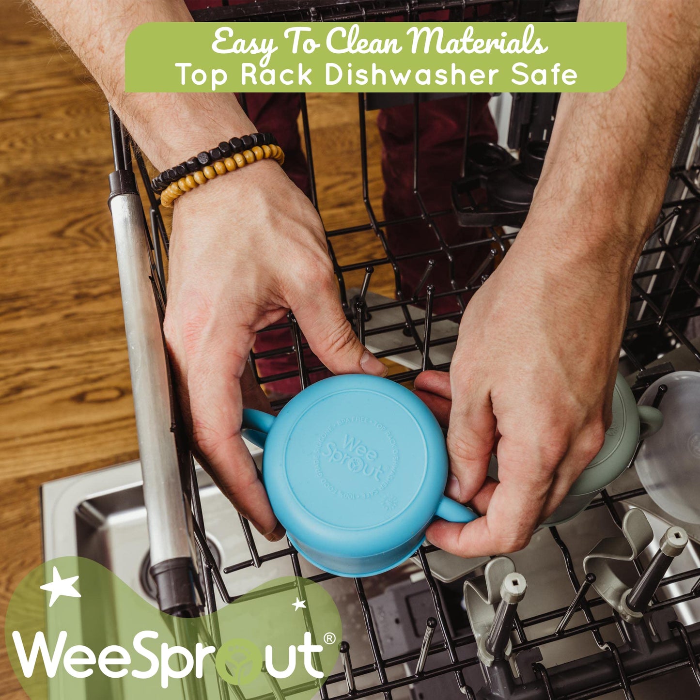 Weesprout Snack Containers, Food Grade Silicone Snack Cups, Spill-Proof Tops For Toddlers And Babies, Premium Hard Plastic Trave