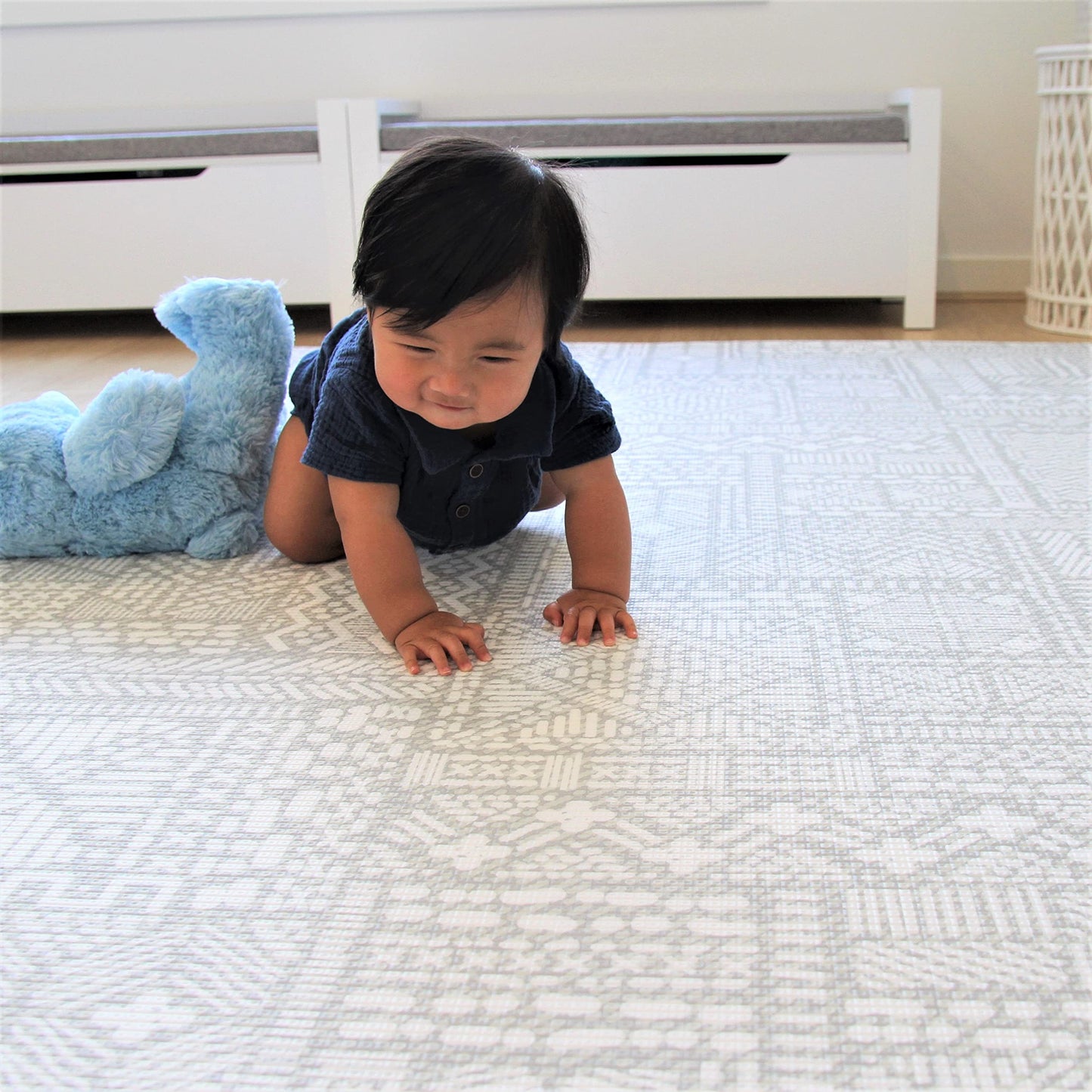 Cushmat Stylish Reversible Foam Play Mat (Large, Explorer - Gray Sand) - Soft, Waterproof, Durable Play Mat For Infants, Babies,