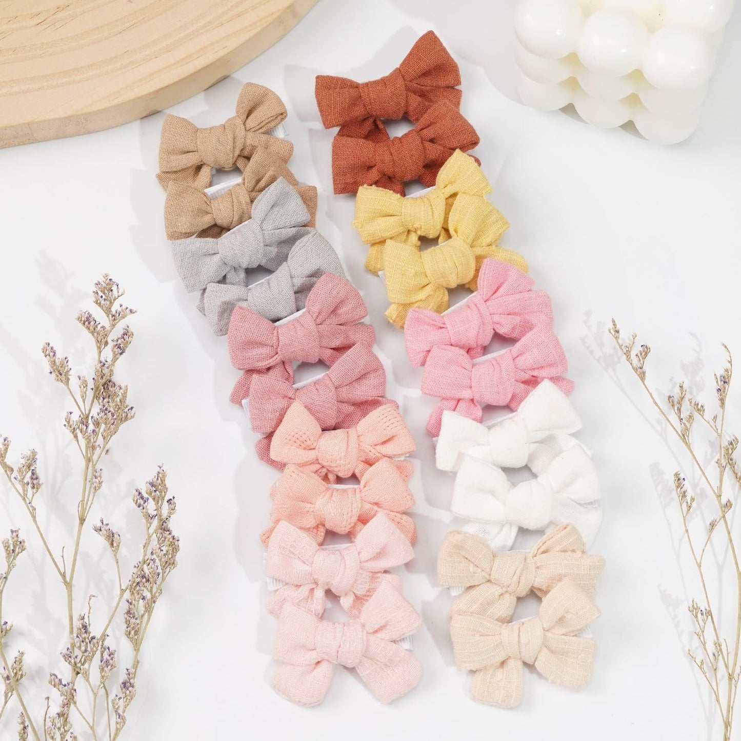 C?Llot 40 Pieces 2Inch Girls Hair Bows Linen Fabric Bows Alligator Clips Hair Accessories For Baby Toddlers And Infants(20 Pairs
