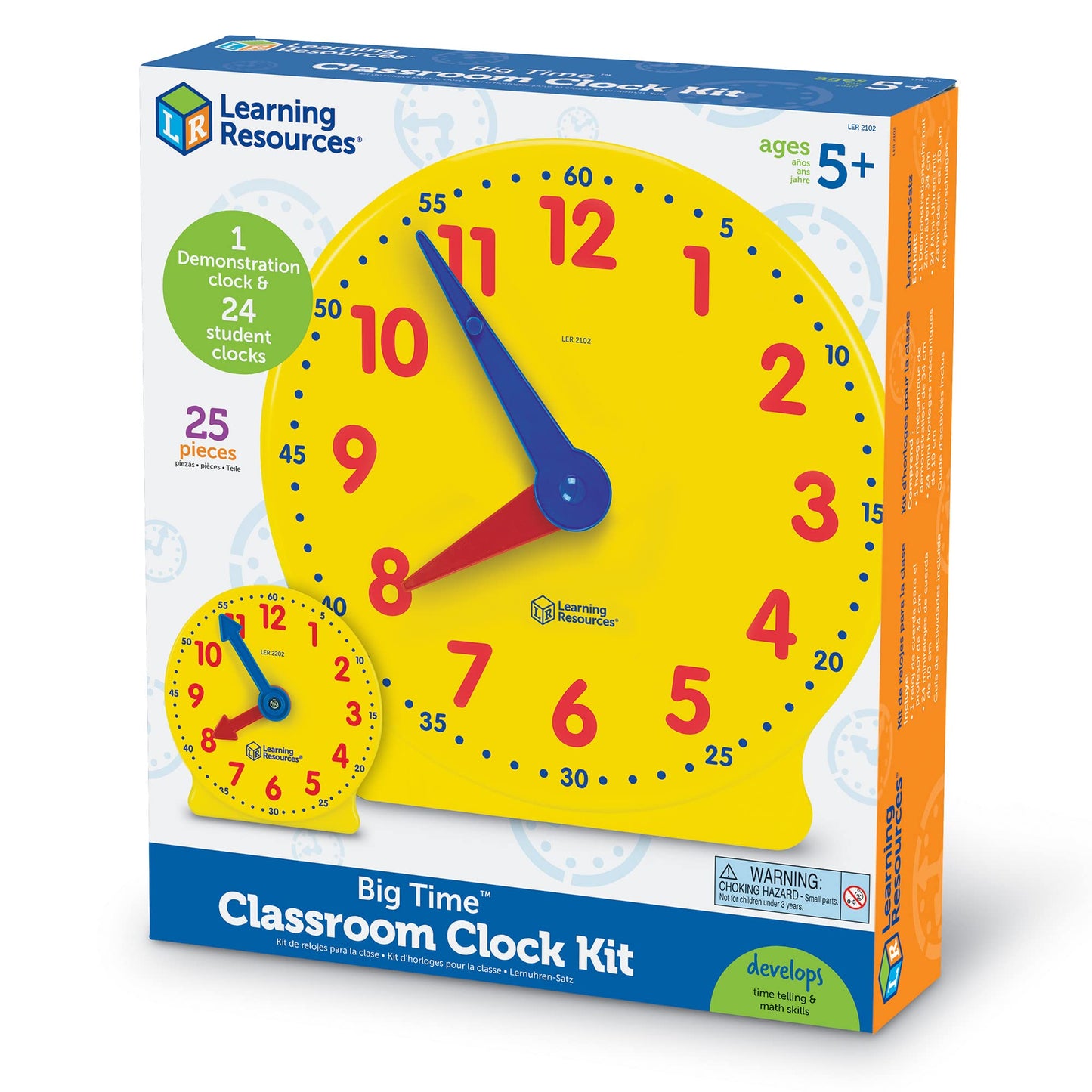 Learning Resources Classroom Clock Kit -25 Pieces, Ages 5+ Clock for Kids, Learning to Tell Time, Clocks for Teaching Time, Teac