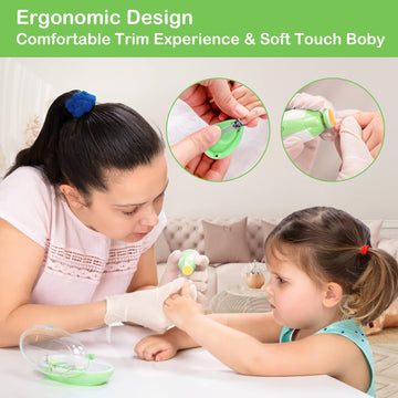 Ottolives Baby Nail Trimmer Electric Newborn Toddler, Safe Baby Nail Clippers Set With Light And 6 Replacement Heads, Baby Nail
