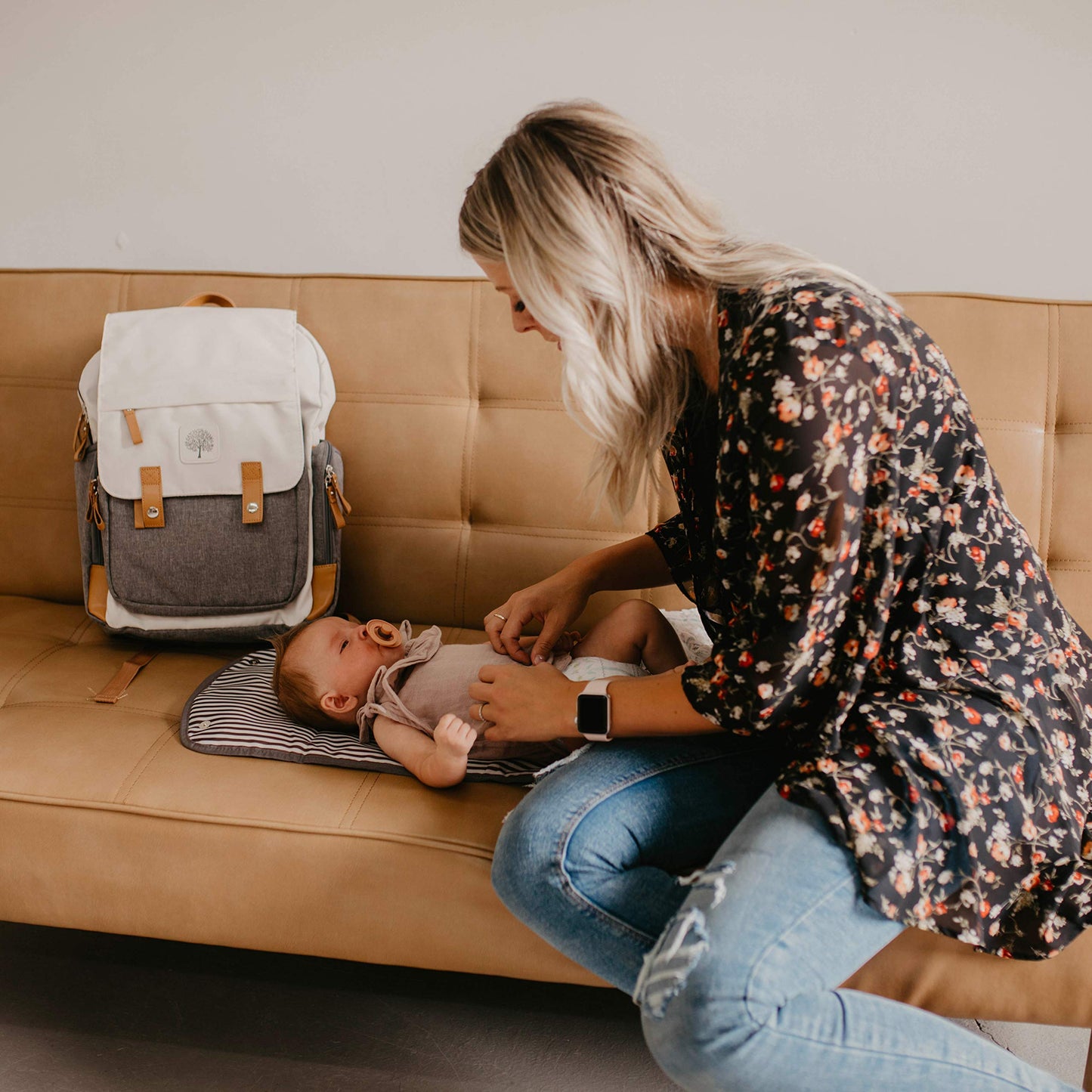 Parker Baby Portable Changing Pad For Baby Diapers - Portable Diaper Changing Pad, Changing Mat For Travel - Birch Bag Baby Chan