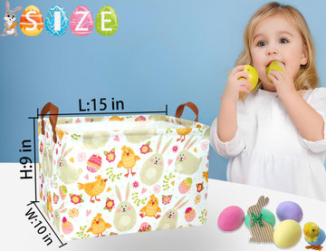Boohit Large Easter Baskets For Kids Personalized Baby Girl Easter Basket Cute Teen Boy Spring Decor (Bunny Yellow Chicken)