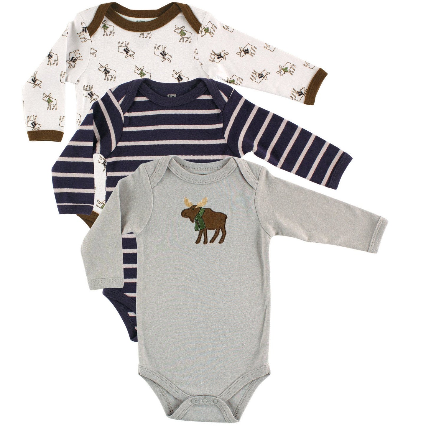 Hudson Baby Unisex Baby Cotton Long-Sleeve Bodysuits, Blue Moose, 0-3 Months Us