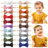 Jollybows 20Pcs 3.2' Baby Girls Linen Headbands Hair Bows Stretchy Nylon Hairbands For Newborn Infant Toddler Hair Accessories