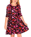 Girls Valentine'S Heart Outfit Red Pink Love Print Dress Crewneck Fashion Gift Skater Dresses 5-6 Years