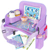 Menzoke Car Seat Tray For Kids Travel, Car Seat Activity Trays With Educational Drawing Board,Tablet Holder & Cooler Cup Holder,