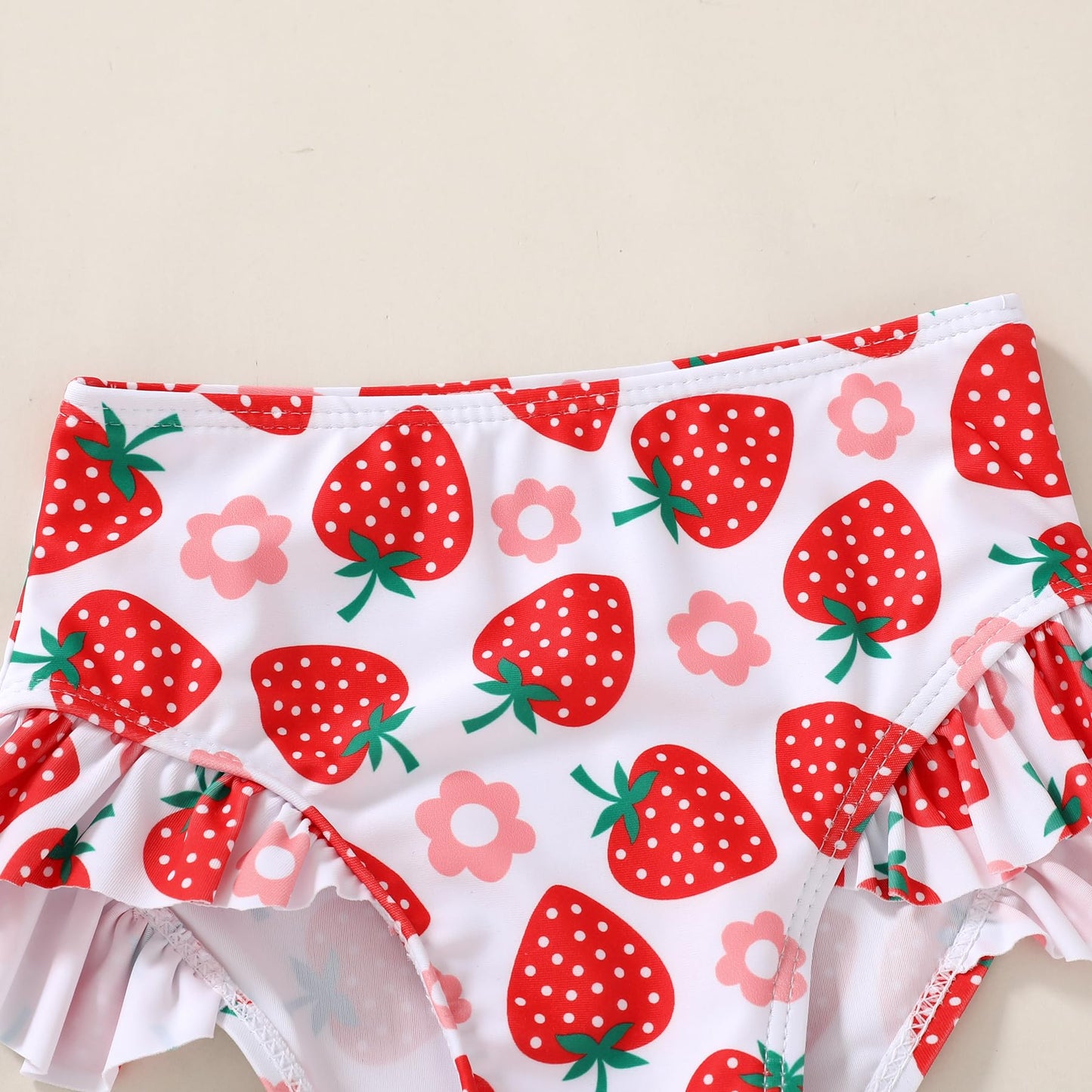 Toddler Girls Two Pieces Swimsuit Color Block Stripe Swimwear Summer Beach Bathing Suit 18M-5T(Red#Strawberry 12-18 Months)