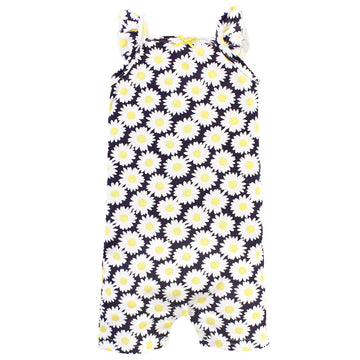Hudson Baby Unisex Baby Cotton Rompers, Yellow Daisy, 3-6 Months