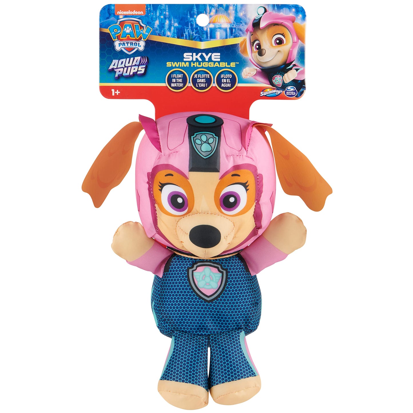 Swimways Paw Patrol AquaPups Skye Swim Huggable, Paw Patrol Toys, Bath Toys & Beach Toys, Floating Water Stuffed Animal for Kids
