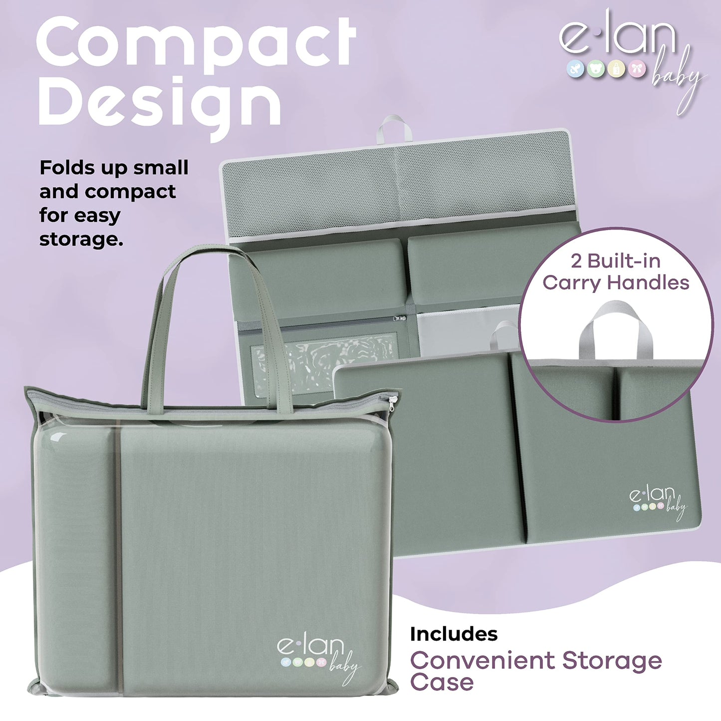 Elan Baby Comfortable Baby Bath Kneeler And Elbow Rest Pad Set - Kneeling Pad Bath Mat With 4 Toy Organizer Pockets, Baby Bathtu