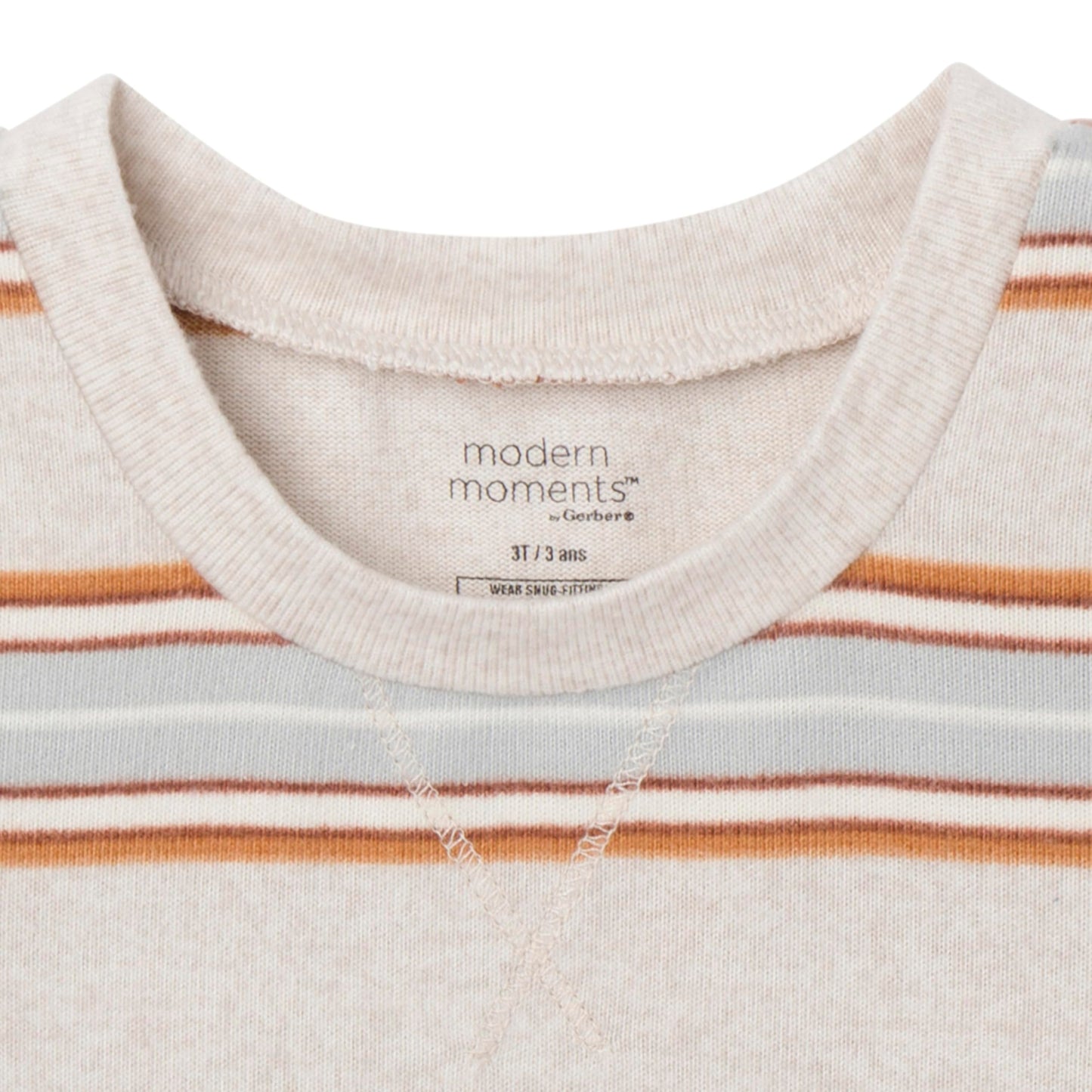 Modern Moments By Gerber Baby Hacci Snug Fit 2-Piece Pajama Set, Oatmeal Heather Stripe, 2T