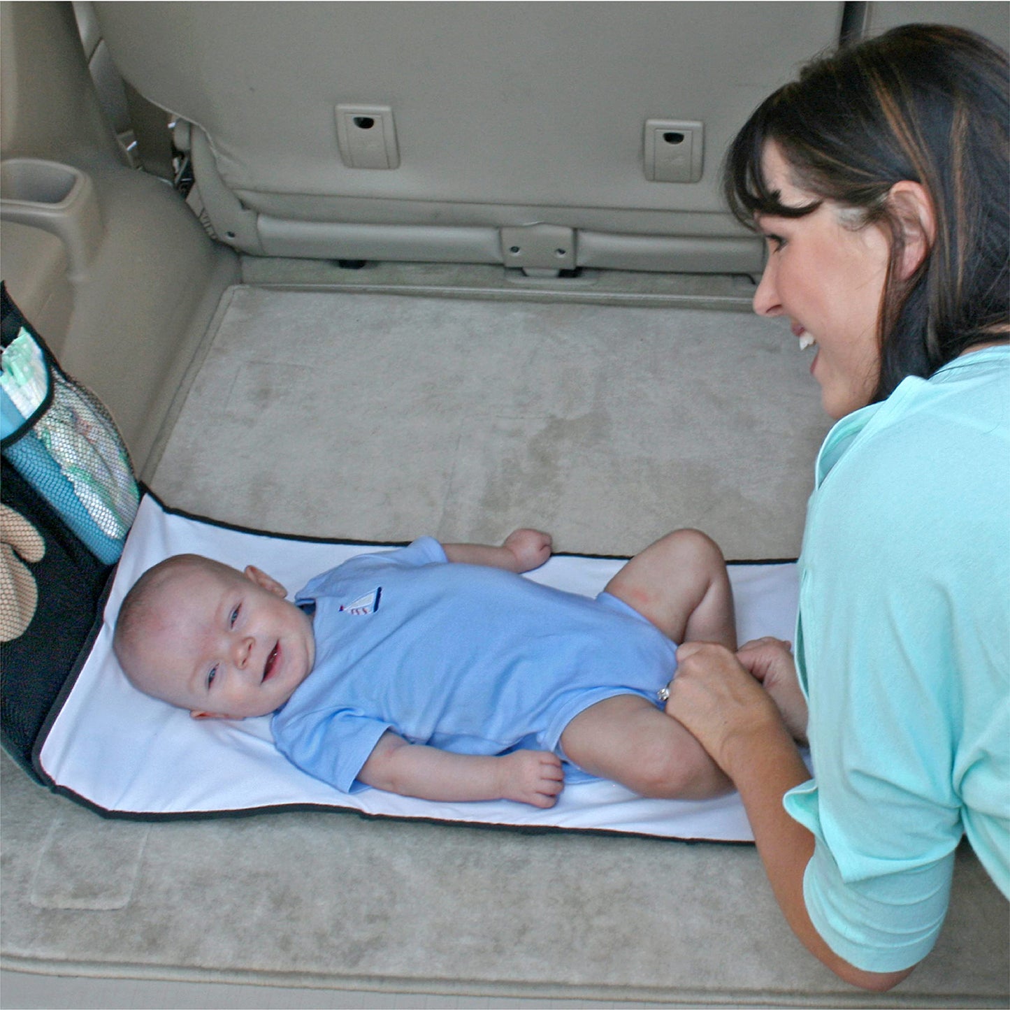 J.L. Childress Pockets 'N Pad, Portable Diapering Station For Your Vehicle, Detachable Changing Pad, Pocket Panel For Storage, F