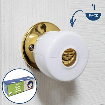 4-Pack Childproof Door Knob Covers - Easy To Install Child Safety Door Knob Cover With No Tools Needed - Reusable, White Baby Pr